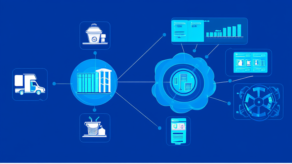 展示冻品企业从上游供应商、中心仓、区域分销商到终端餐饮/商超/社区团购的全渠道云订货业务流示意图，含实时库存看板、智能分单引擎、多端协同界面
